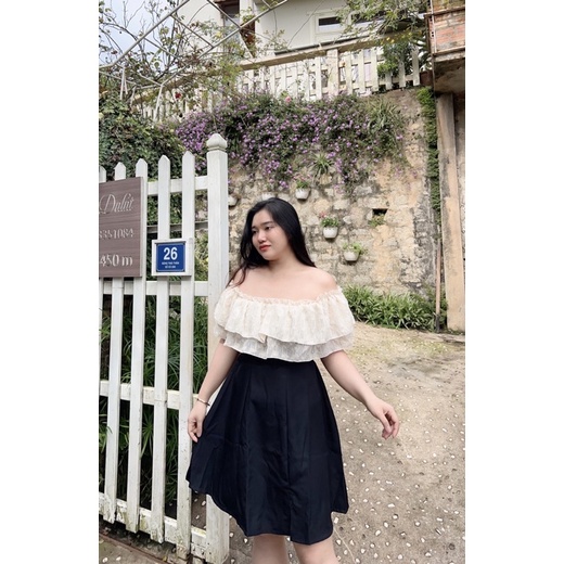 VÁY TRỄ VAI BÈO PHỐI MÀU ANGEL DRESS BIGSIZE