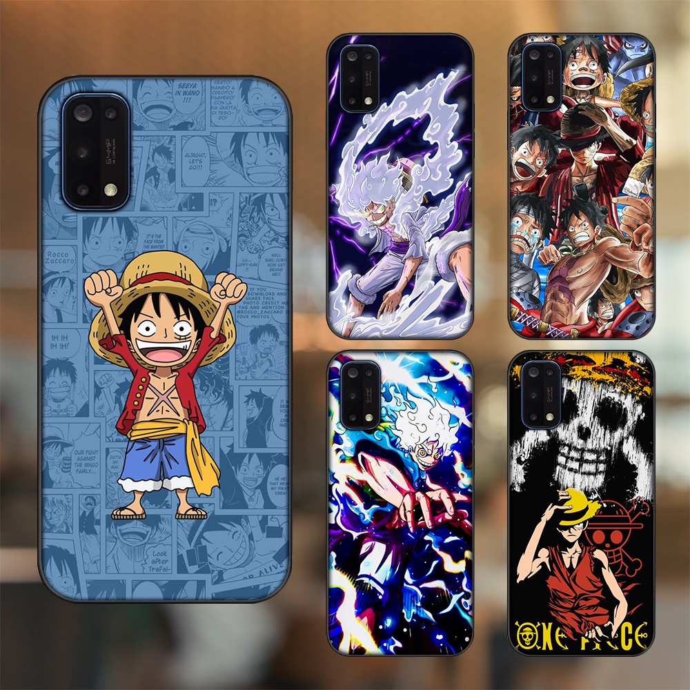 Ốp lưng Realme 7 Pro viền đen in hình Luffy One Piece