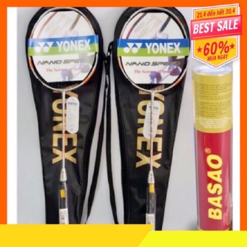 Combo 2 vợt yonex khuyến mãi căng cước, hộp cầu lông 3 sao và bao đựng vợt