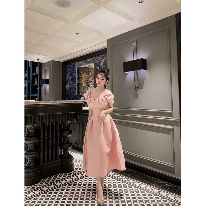 Đầm dự tiệc tay ngắn xếp phồng ngực TRIPBLE T DRESS - size M/L -MS240V