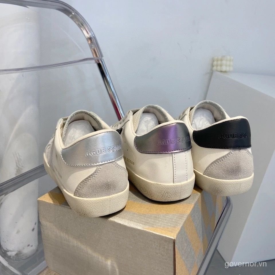 Giày thể thao da đế bằng tăng chiều cao phong cách retro cho nữ