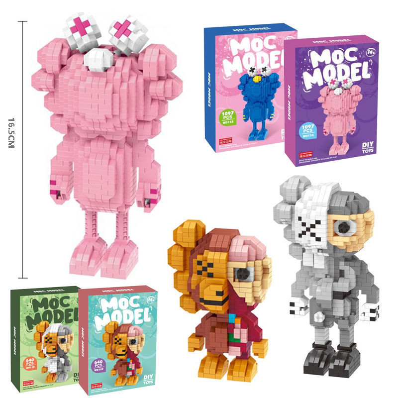 Kaws "Sesame Street" Brand Compatible With Lego Puzzle Block Diamonds Small Beads Assemble Puzzle Toy Girl Micro