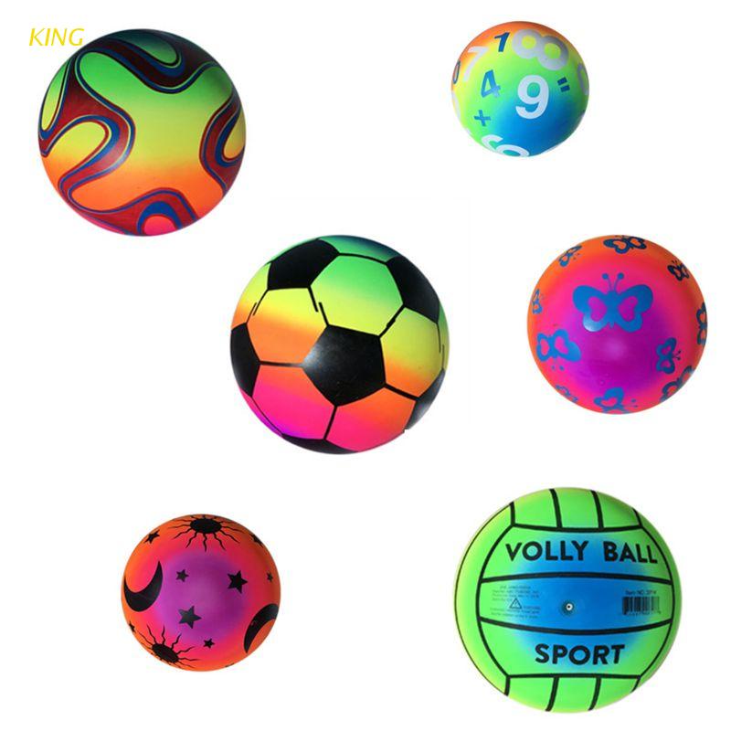 Bóng Cao Su Mềm Bơm Hơi Màu Cầu Vồng Dành Cho Trẻ Em