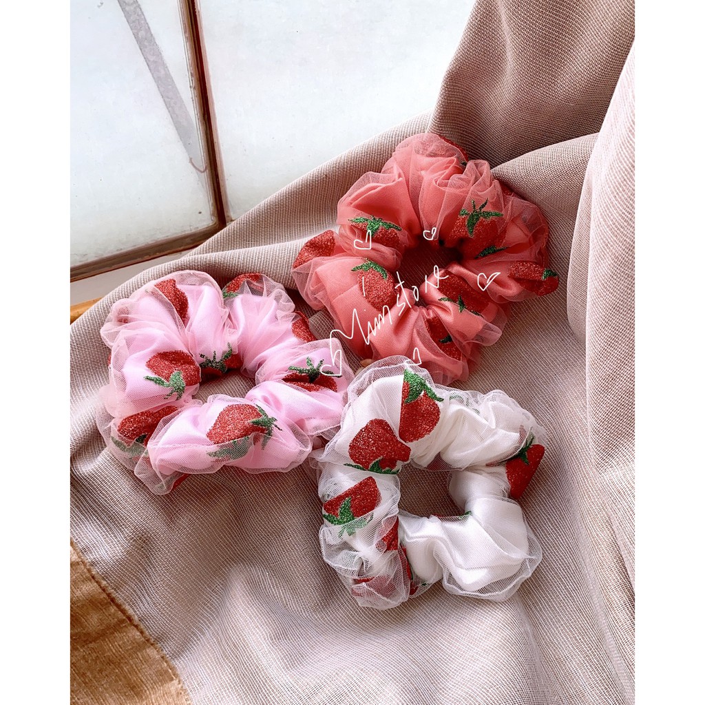 [Tím.Little] {Ảnh thật} SCRUNCHIES DÂU KIM TUYẾN 2 LỚP- PHIÊN BẢN LIMITED, CỘT TÓC VẢI GIÁ RẺ