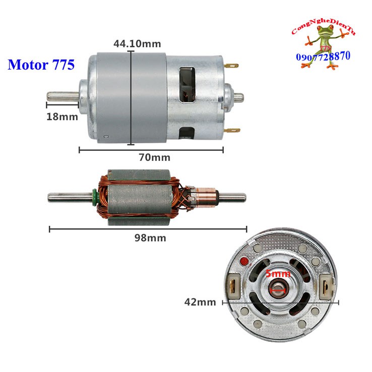 Motor 775  trục tròn 1 bạc đạn