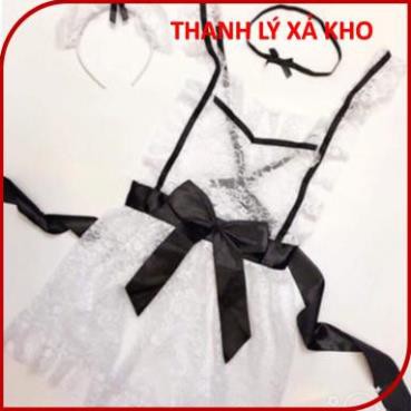 Bộ đồ ngủ cosplay cô giúp việc quyến rũ, đầm ngủ hở lưng cô hầu gái, váy 2 dây xuyên thấu sexy cosplay | BigBuy360 - bigbuy360.vn