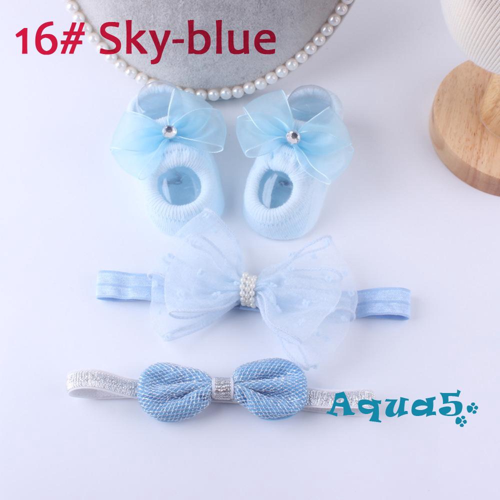 Set phụ kiện gồm vớ cotton phối ren và băng đô xinh xắn ngọt ngào cho bé gái