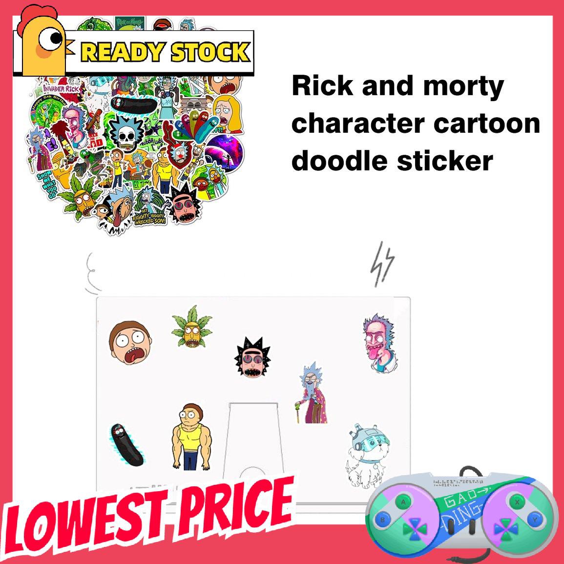 Sticker Hoạt Hình Rick And Morty Dán Laptop, Guitar