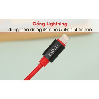 Cáp Lightning 1 m e.VALU Spanker B Đỏ Đen