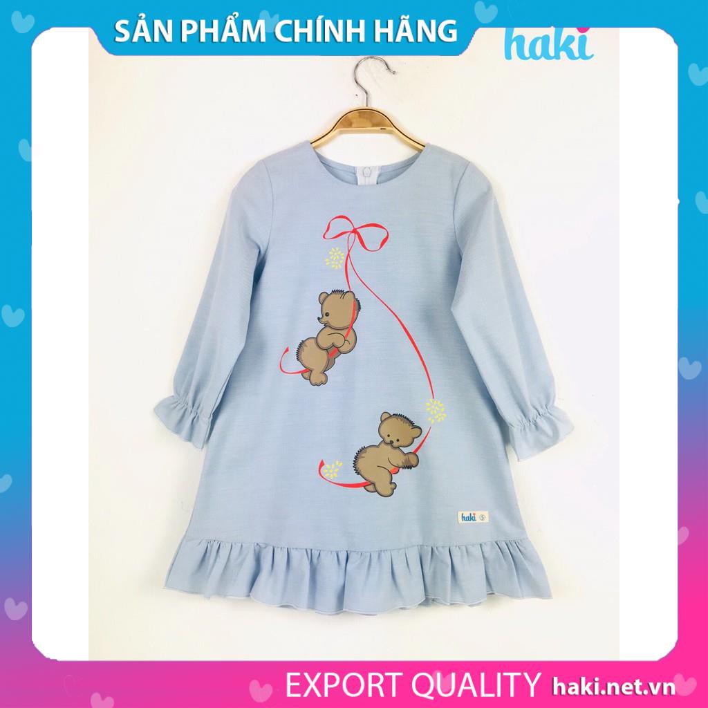 Váy suông chữ A in gấu HAKI (hồng, xanh, vàng)- HK499