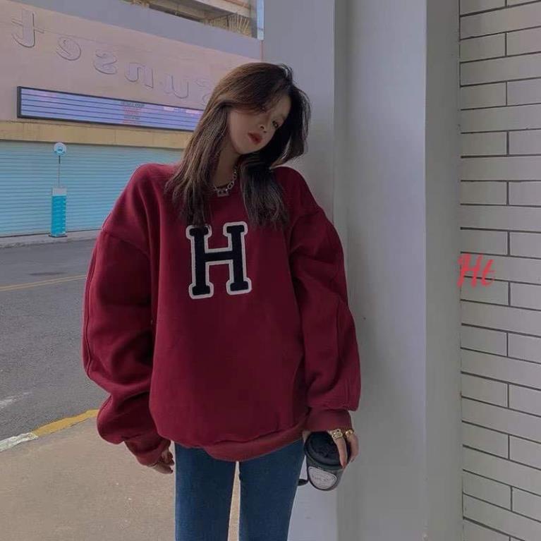 Áo Swearter nỉ dài tay cổ tròn chất đẹp cotton chữ H ht