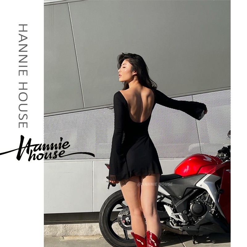 Đầm Dài Tay Hở Lưng Hai Lớp Xinh Xắn Dành Cho Nữ