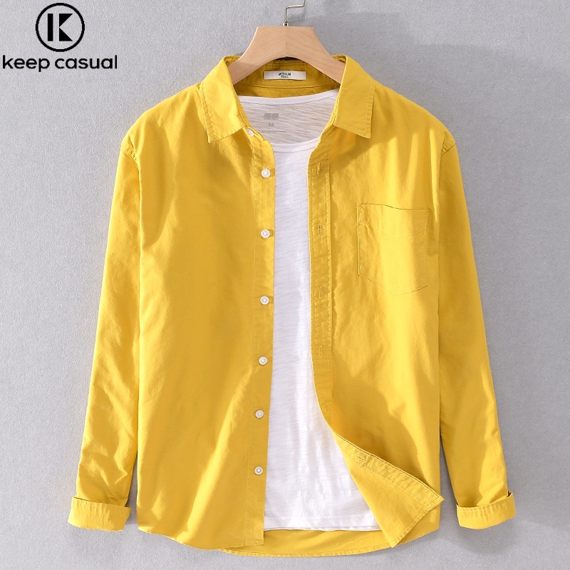 Áo Sơ Mi Cotton Tay Dài Màu Sắc Thanh Lịch Dành Cho Nam