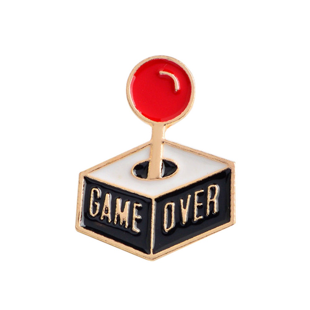 YOML✔Game Over Joystick Enamel Badge Collar Lapel Brooch Pin Clothes Jewelry Decor