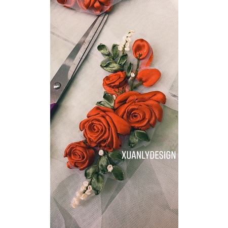 Hoa thêu đính đầm váy