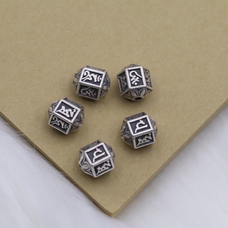 [GIÁ SỈ]Charm bạc khắc chú Om Mani Padme Hum - Hàng bạc cao cấp loại 1 siêu đẹp PH803