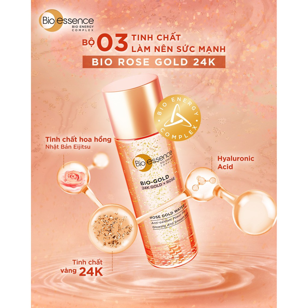 Nước dưỡng ngăn ngừa lão hóa Bio-Essence Bio-Gold Rose chiết xuất vàng 24K tinh chất hoa hồng 100ml