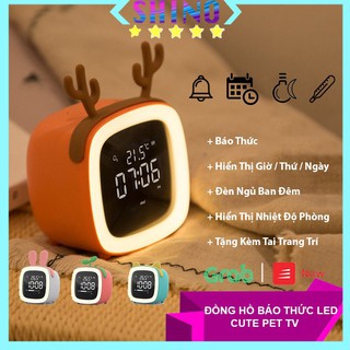 Đồng Hồ Báo Thức Để Bàn Điện Tử Gắn Đèn LED Mini Dễ Thương