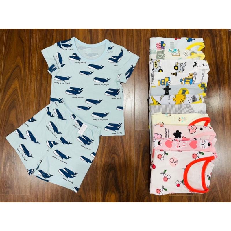 Đồ Bộ Mùa Hè Cho Bé Trai Bé Gái Maykids Hàn Quốc Cotton Mát Mềm Mịn Bộ Cộc Tay Máy Cẩu Khủng Long Siêu Hot Cho