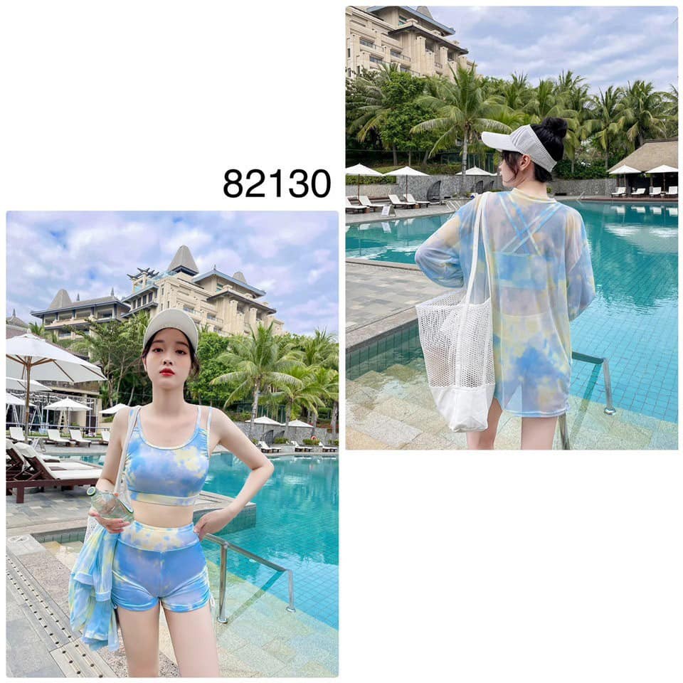 Set Đồ Bơi Màu Loang 3 Chi Tiết