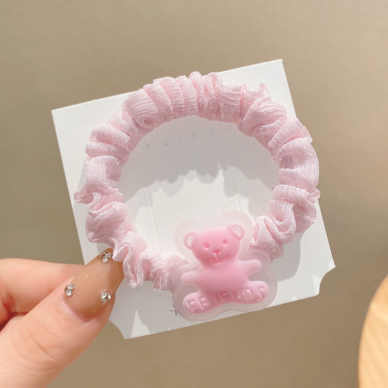 ✨✨Dây Buộc Tóc Xếp Ly Họa Tiết Gấu Dễ Thương Cho Nữ Sinh