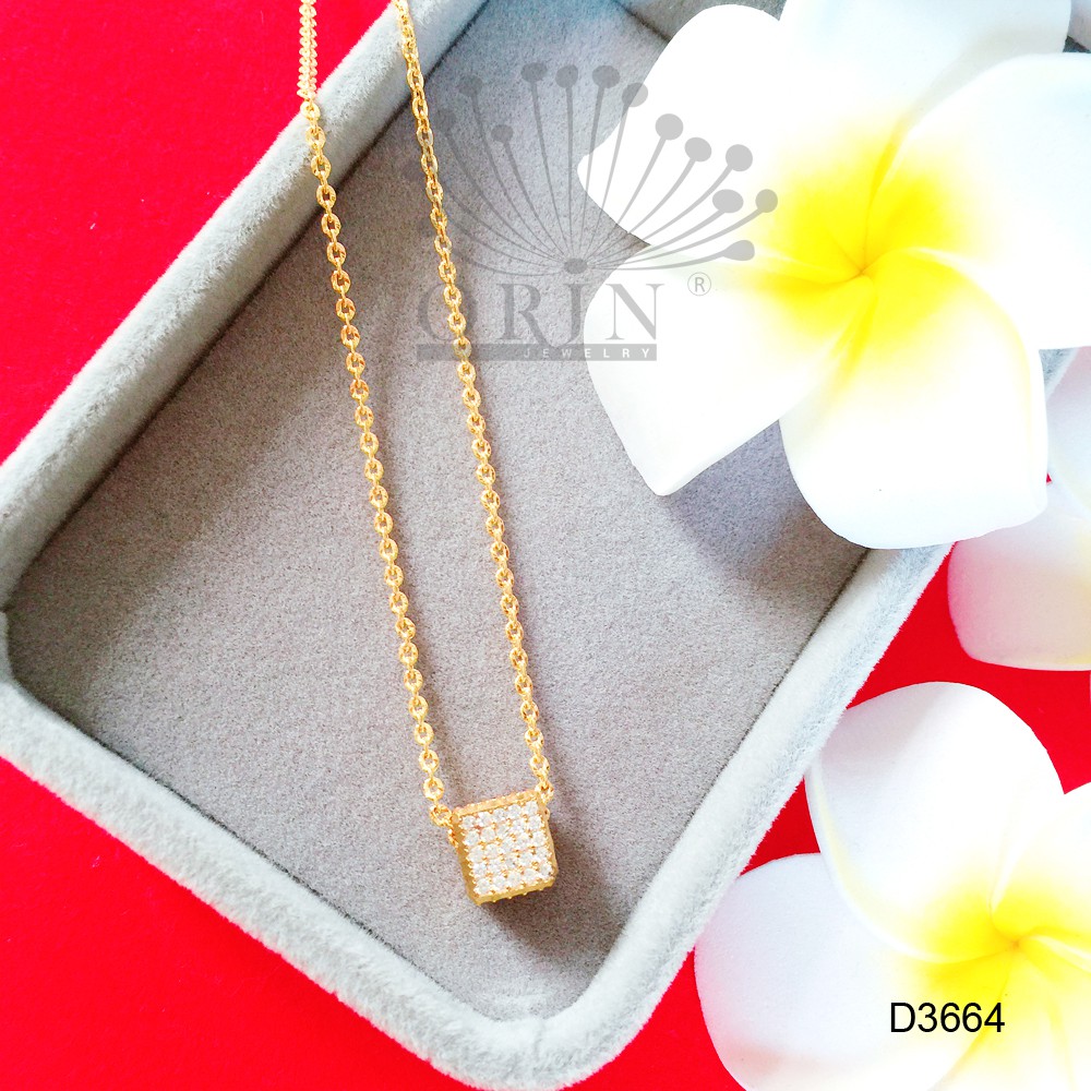 Dây chuyền thời trang nữ cao cấp mặt charm vuông đính đá cao cấp Orin D3664