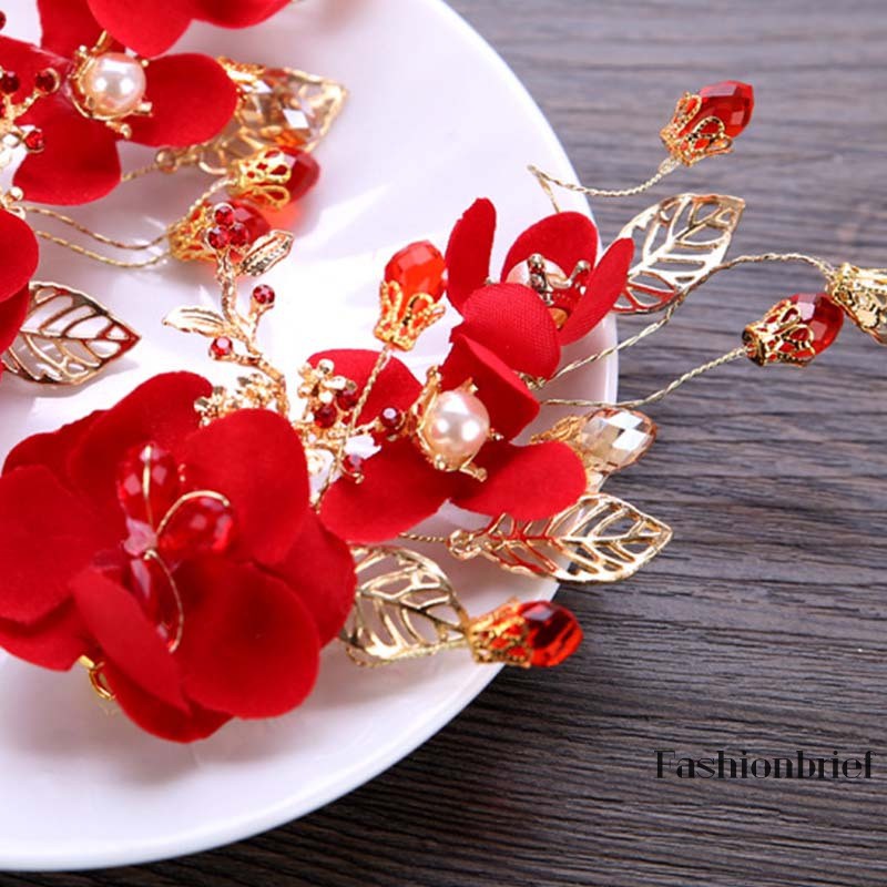 Kẹp tóc hoa hồng đỏ xinh xắn cho nữ