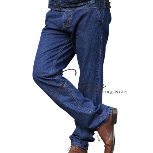 Quần Jean Nam Ống Suông, Chất Jean Cotton Không Co Giản ,Phom Ông Rộng Dành Cho Tuổi Trung Niên, Thời Trang Cho Bố