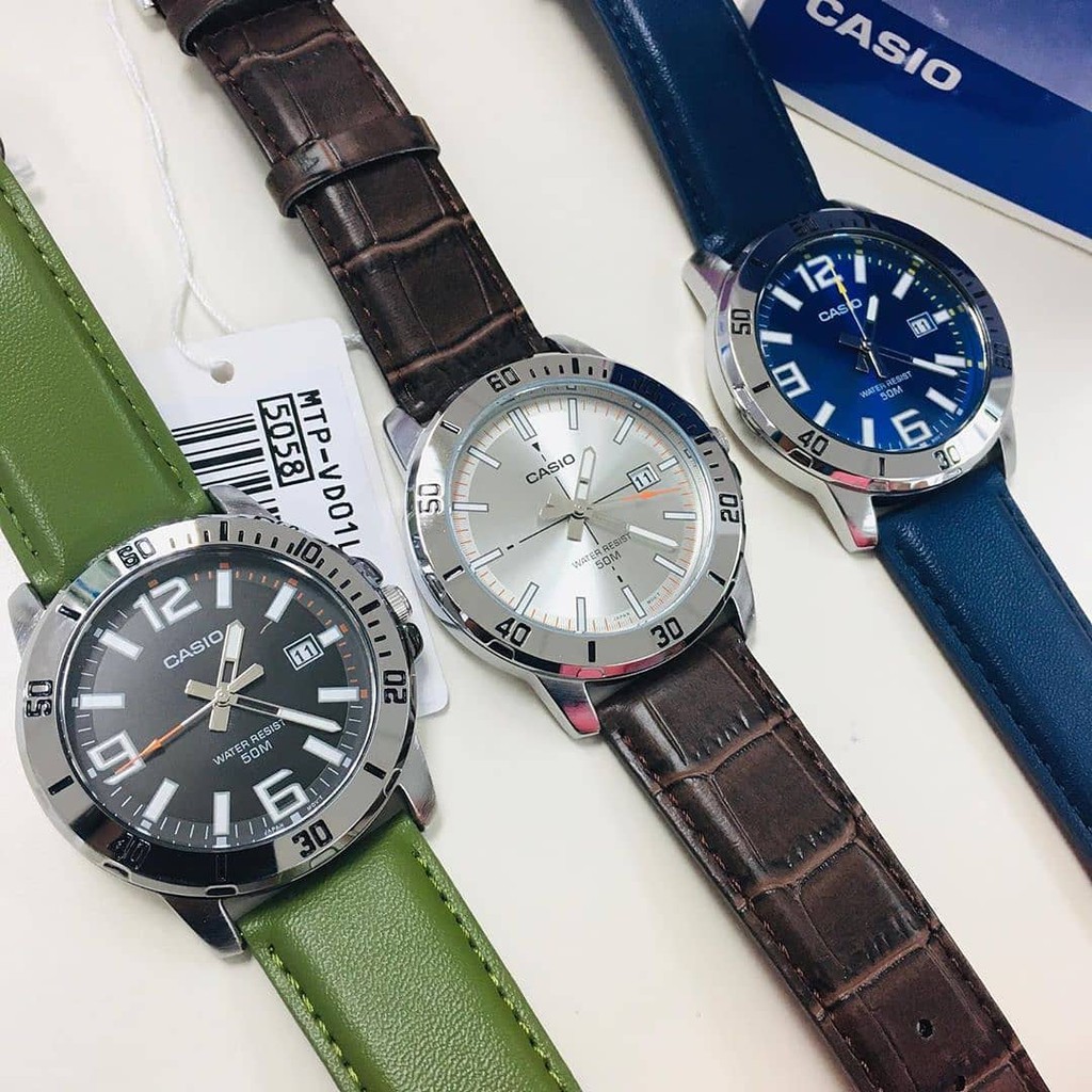Đồng hồ Nam dây da Casio MTP-VD01 chính hãng bảo hành 1 năm Pin trọn đời