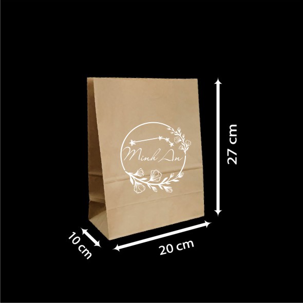 Set 10 Túi giấy kraft Đáy Vuông Đựng Thực Phẩm Khô và Các Loại Bánh