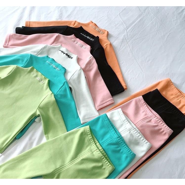 Bộ Thu Đông Cho Bé  Bộ Cổ 3 Phân BABY Cho Bé Trai Bé Gái  Thiết kế Cổ Cao Giữ Ấm Tốt Cho Bé Khi Ngủ