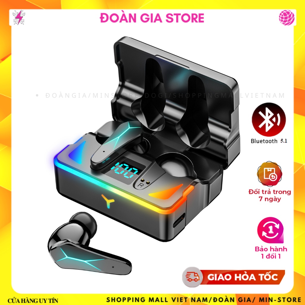 Tai nghe không dây Gaming DOGITEK X7 TWS không trễ âm và có chống ồn Tích hợp Mic kèm Led đổi màu