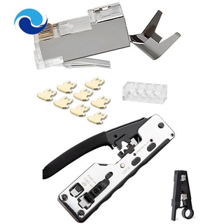 1 bộ kìm bấm dây cáp mạng rj45 & 50 đầu nối rj 45 1.3mm cat7 cat6a