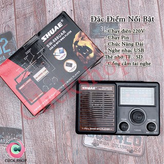 Đài FM Shuea SW 888 UAR chạy điện 220V và pin đại hỗ trợ nghe nhạc USB và thẻ nhớ TF- Loa di động Shuea 888 kiêm đài FM