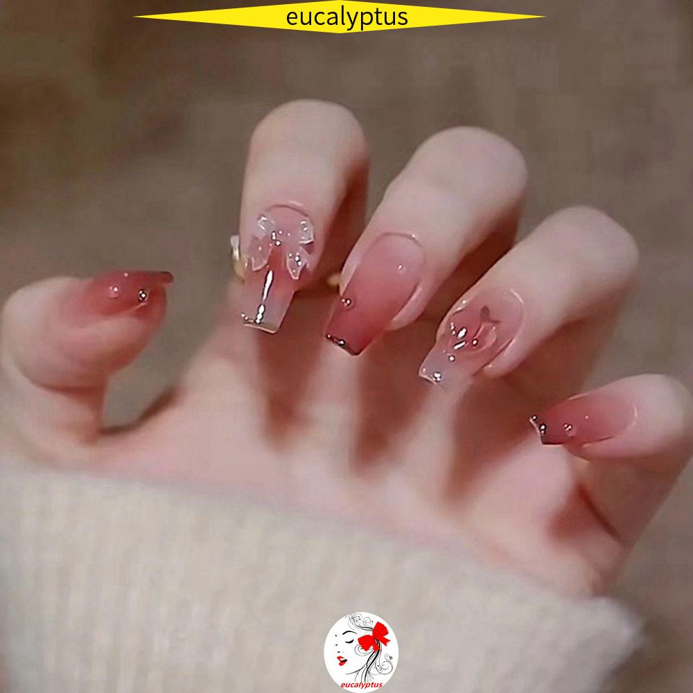 EUTUS 24pcs/Box Press On Nails Wearable Detachable Nail Tips Glitter Flower Star Coffin False Nails Artificial Manicure Tool Ballerina Full Cover Fake Nails