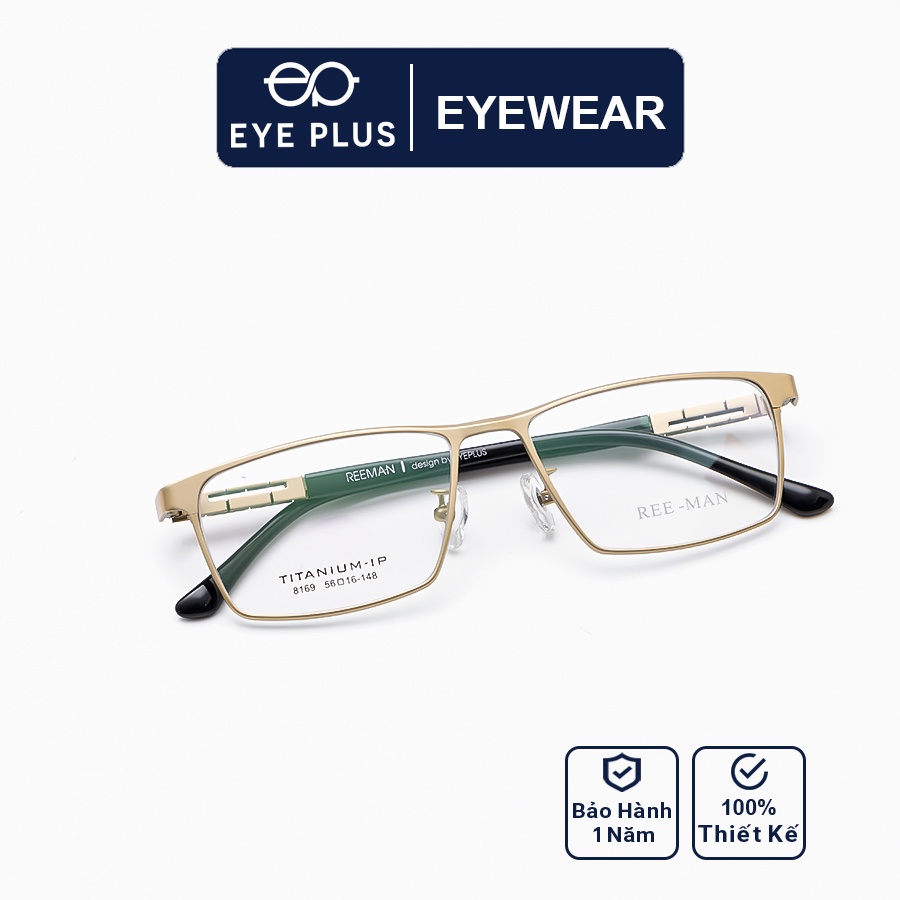 Gọng kính mắt nam nữ thời trang EYE PLUS mắt vuông hợp kim ip-titanium sang trọng lịch sự Reeman-8169