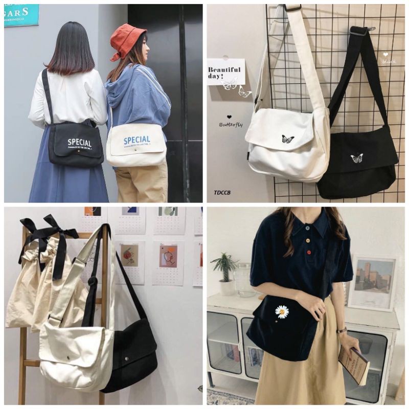 Túi chéo_ Túi đeo chéo vải canvas dáng Unisex