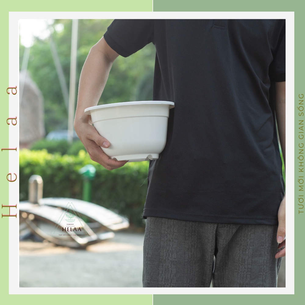 Chậu Trắng Trơn, Chậu Truyền Thống Trồng Hoa, Cây Cảnh, Ban Công, Sân Vườn 22x14cm