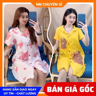 Đầm nữ mặc nhà chất kate mềm mịn mát in hình bò sữa in hình hoạt hình dễ thương đầm kate tổng hợp