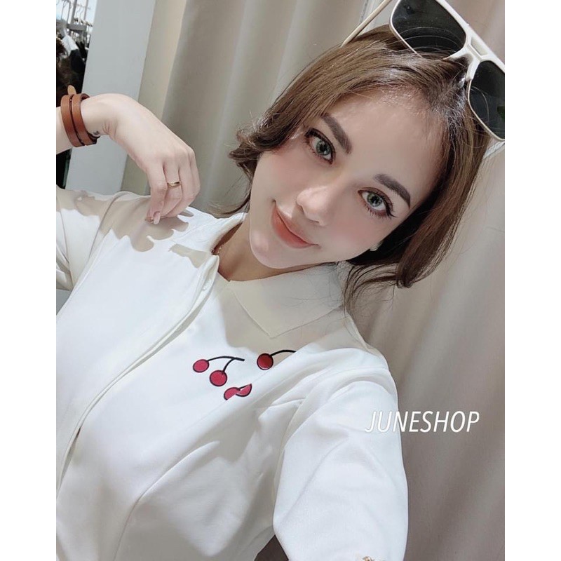 VNU222 - VÁY MAXI POLO TRẮNG CHERRY | BigBuy360 - bigbuy360.vn