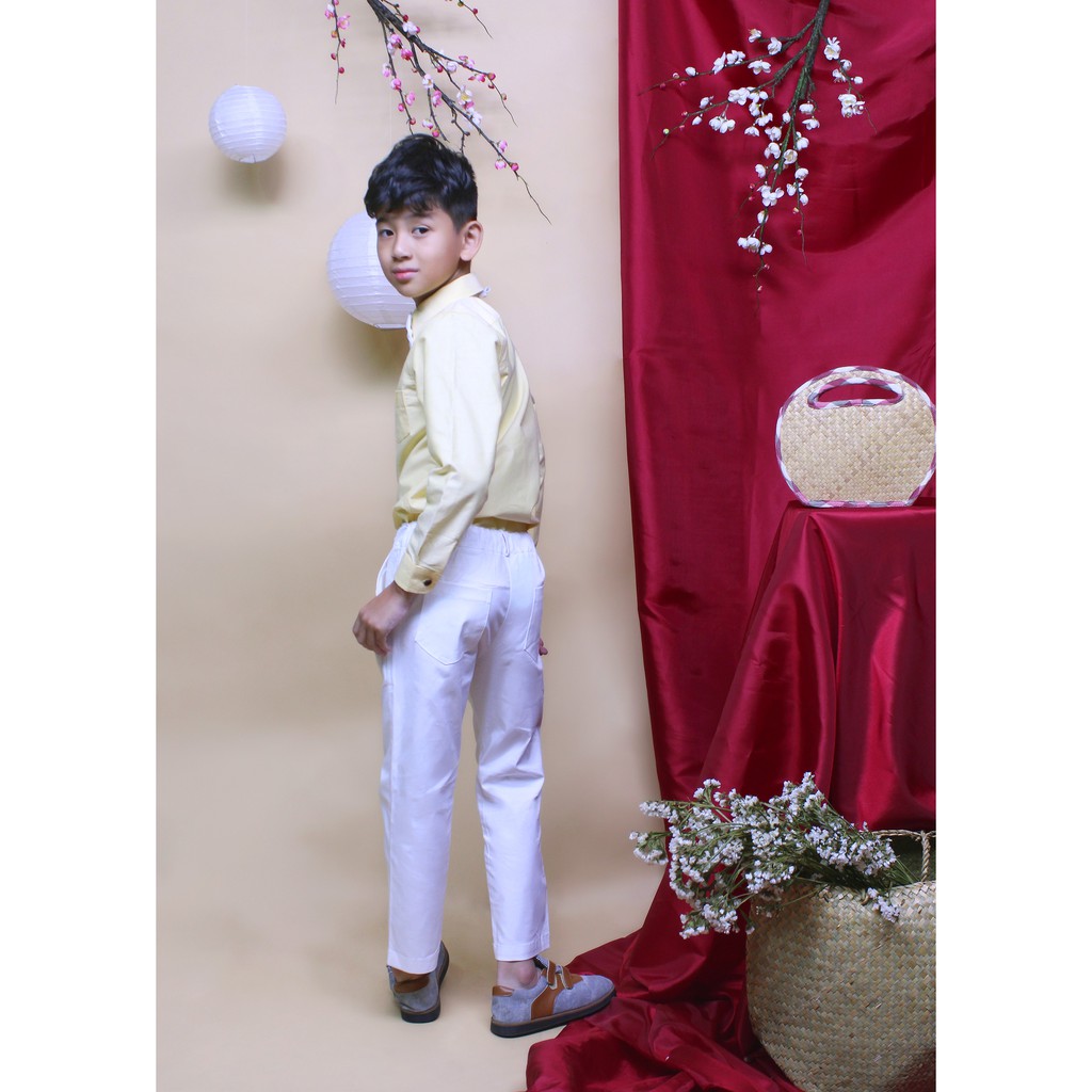 Áo sơ mi tay dài bé trai vải fo từ 1 - 12 tuổi để đi chơi  TAS020 - JADINY
