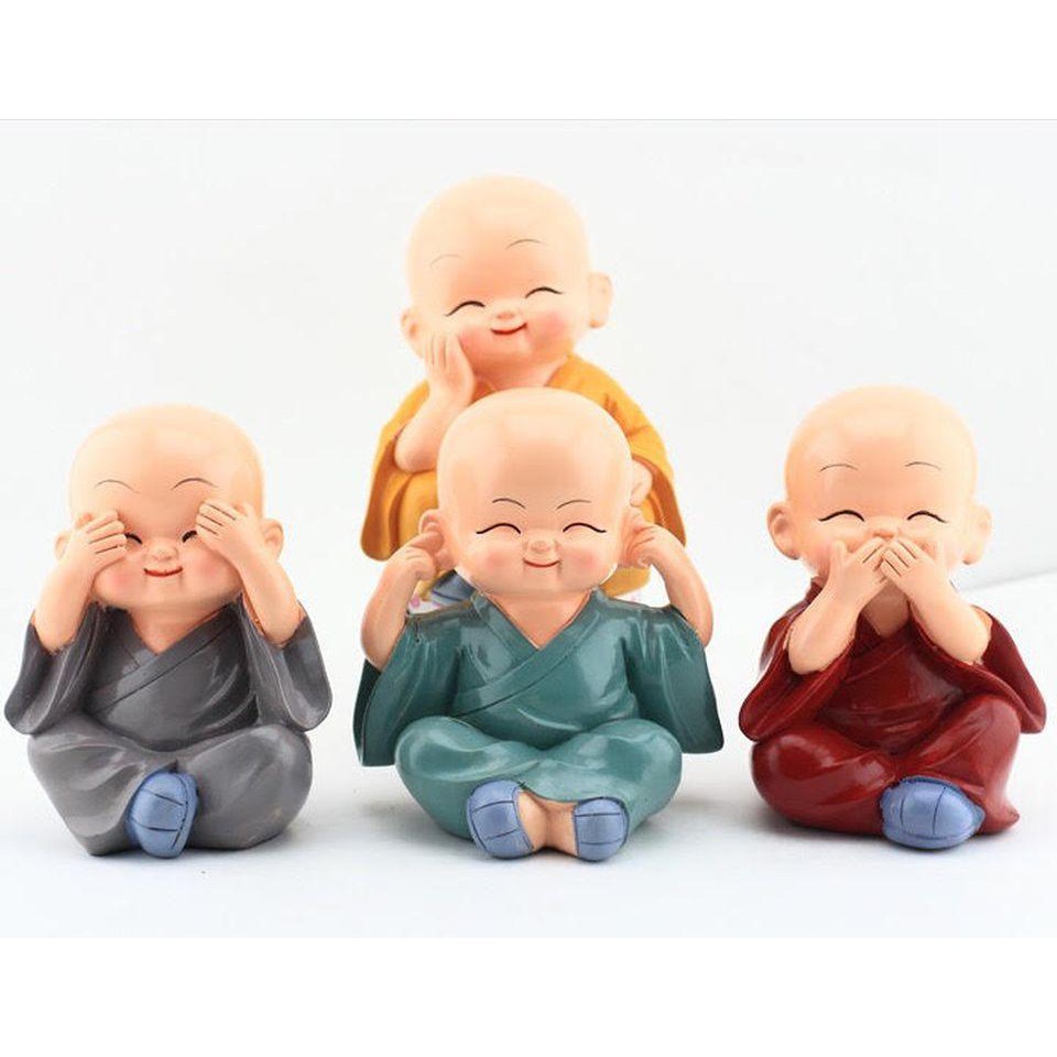 Bộ tượng tứ không, 4 chú tượng bịt mắt, bịt miệng, bịt tai, bịt thân siêu cute