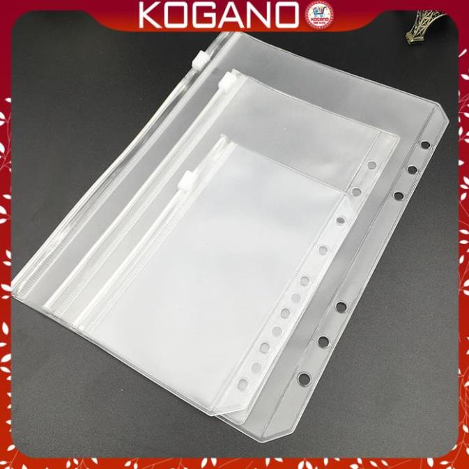 Bìa sổ còng binder KOGANO bìa còng 6 lỗ A5 A6 kiêm túi đựng có khóa kéo SN-001337