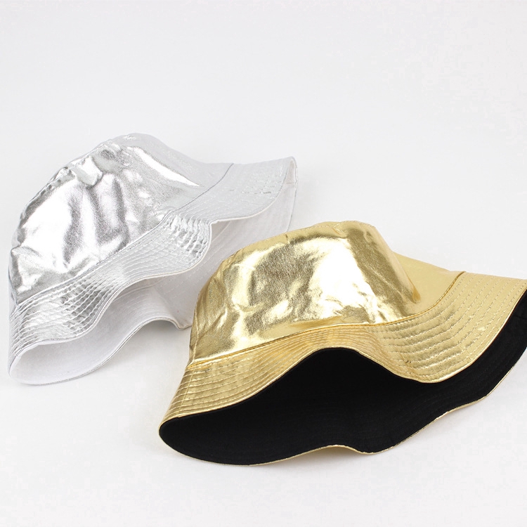 Waterproof Hat Painted Gold Silver Double-sided Fisherman Hat Men's and Women's Double-sided Black and White Fashion