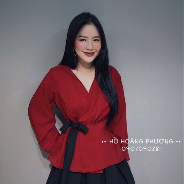 ÁO ĐỎ ĐẮP CHÉO NƠ EO