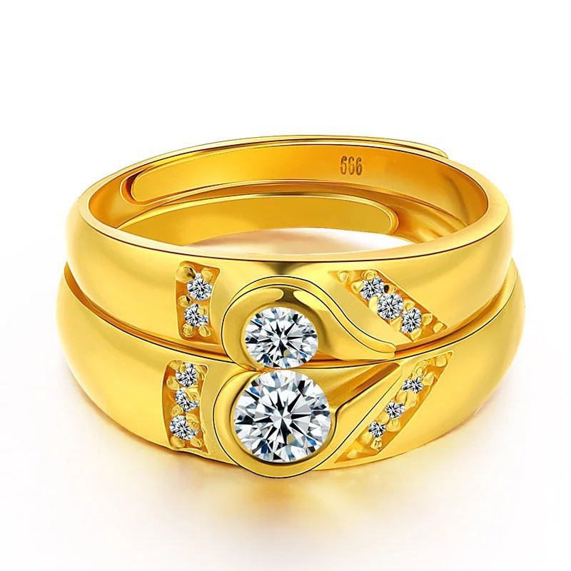 weiweijewelry/Nhẫn đính hôn cặp đôi Nhẫn thời trang hình trái tim mạ vàng 24k
