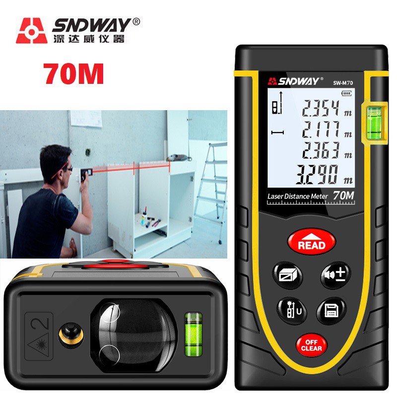 Thước đo khoảng cách bằng tia laser SNDWAY SW-M70 phạm vi đo 70m - Máy đo khoảng cách bằng laser