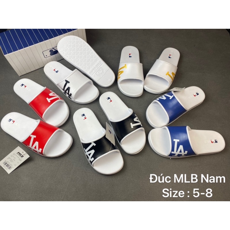 mlb - Dép mlb quai ngang nam nữ đế đúc cao 2 màu trắng và đen nhẹ êm chân trẻ trung