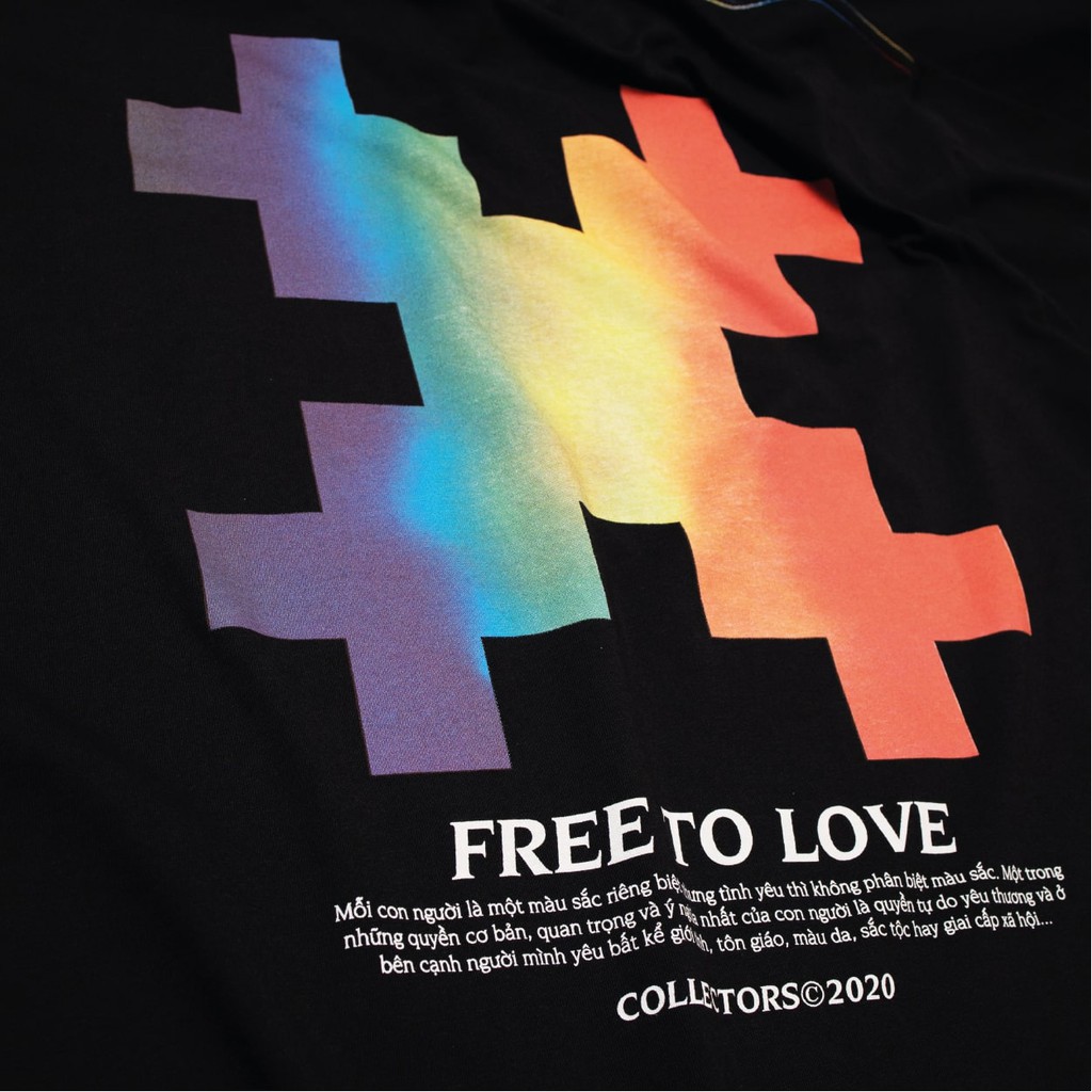 Áo thun Đen Collectors Palette Logo "Free To Love"