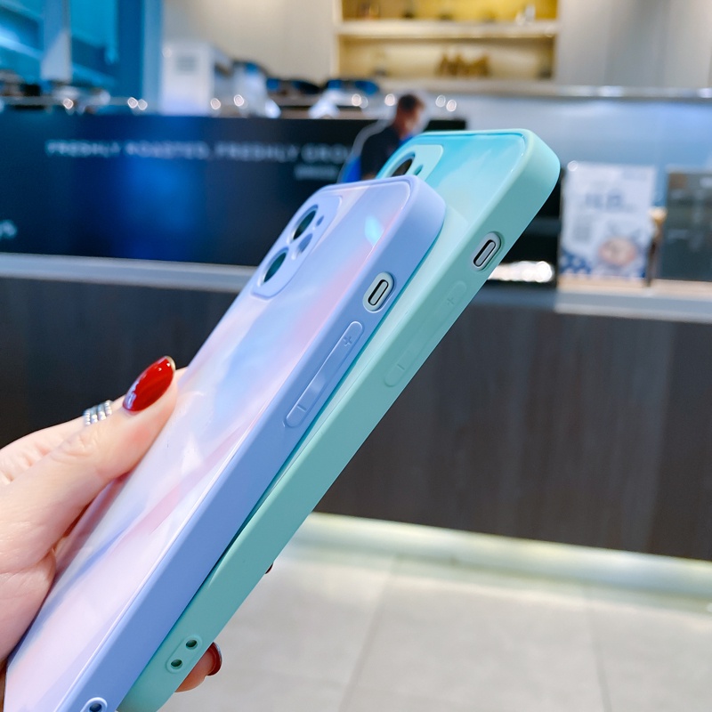 【Có Logo】Ốp điện thoại kính cường lực hình vuông cho iPhone 13 Pro Max 11Pro Xs Max XR X 12Pro 7 8 Plus